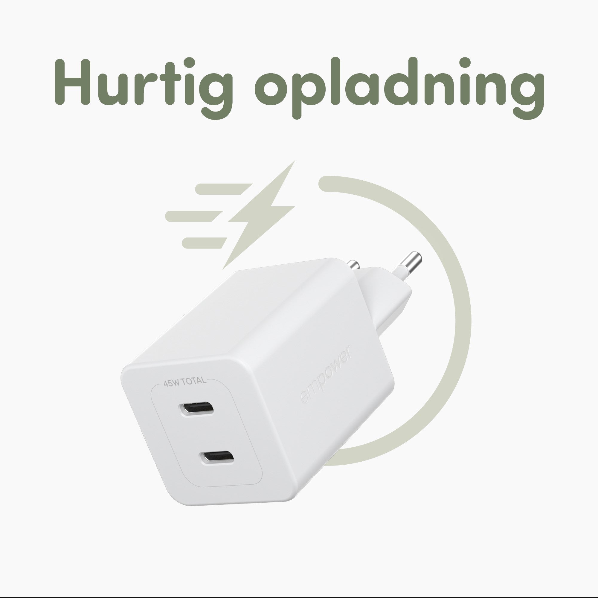 empower™ by PanzerGlass® Turbo 45W Oplader inkl. 2 x USB-C | EU Stik | Silver White